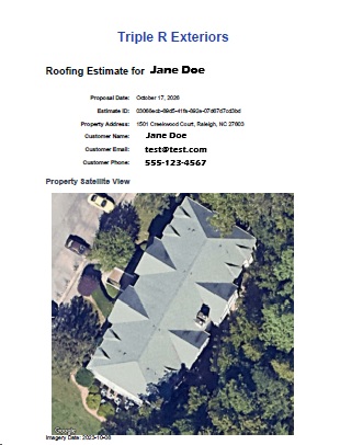 RoofTrack360 Instant-Estimate Sample